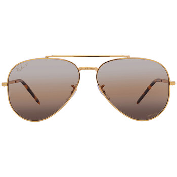 New Aviator Polarized Silver Brown Chromance Sunglasses RB3625 9196G5