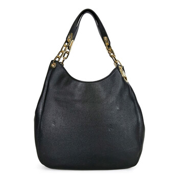 Open Box Michael Kors Fulton Black Leather Large Shoulder Tote