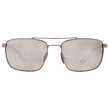Scuderia Ferrari Gray Polarized Square Sunglasses RB3715M F0845J