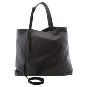 Black Leather Star Logo Tote Bag