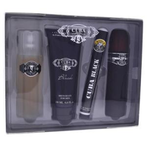 Black by Cuba for Men  4 Pc Gift Set 3.4oz EDT Spray 1.7oz EDT Spray 3.3oz After Shave 6.7oz Shower Gel