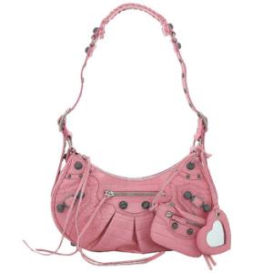Crocodile Embossed Small Le Cagole Shoulder Bag