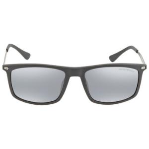 Light Grey Mirrored Black Rectangular Sunglasses EA4171U 54376G