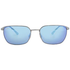 Polarized Gray Mirrored Blue Rectangular Sunglasses RB3684CH 0044L