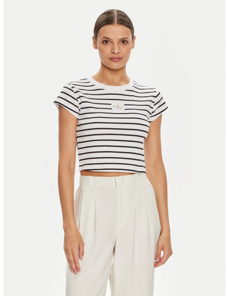 CALVIN KLEIN - WOVEN LABEL RIB BABY TEE