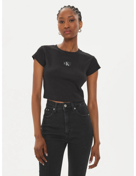 CALVIN KLEIN - WOVEN LABEL RIB BABY TEE