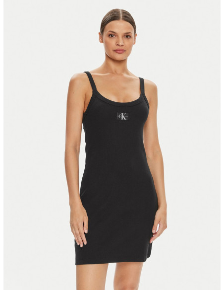 CALVIN KLEIN - WOVEN LABEL RIB TANK DRESS