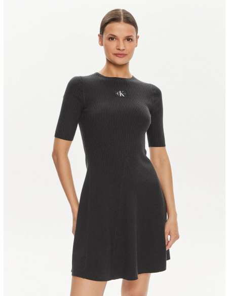 CALVIN KLEIN - WOVEN LABEL SS SWEATER DRESS