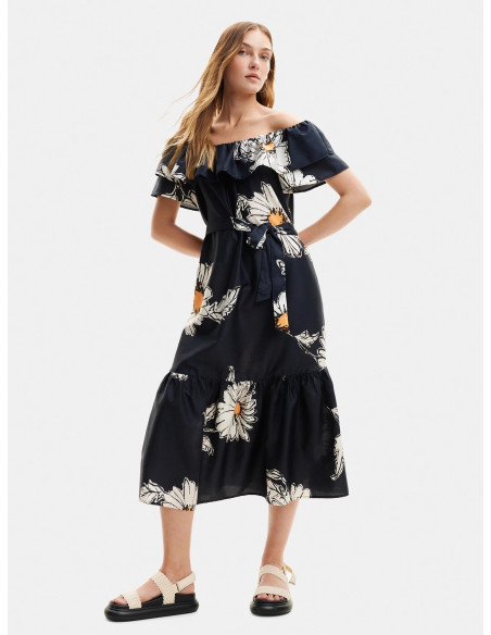 DESIGUAL - Daisy ruffle midi dress