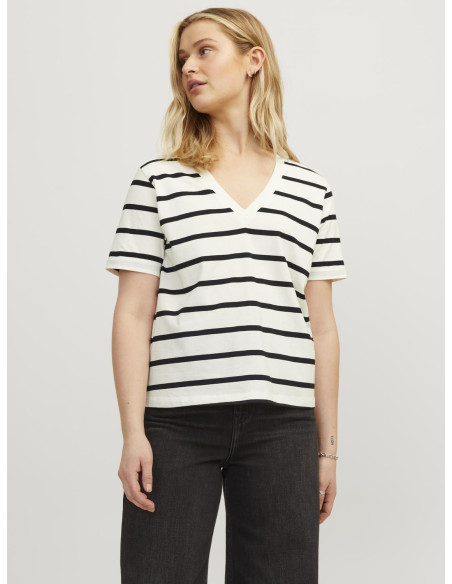 JJXX - JXANNIE REG VNECK STRIPE SS TEE JRS