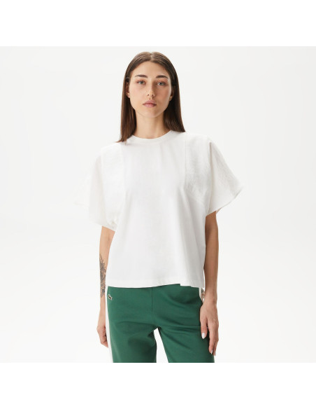 Lacoste - Lacoste Women's Loose Fit Crew Neck White T-Shirt