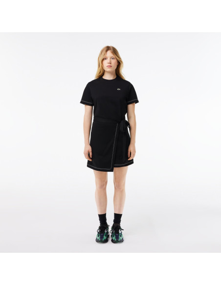 Lacoste - SHORT SLEEVED CONTRAST TRIM OVERSIZED JERSEY DRESS