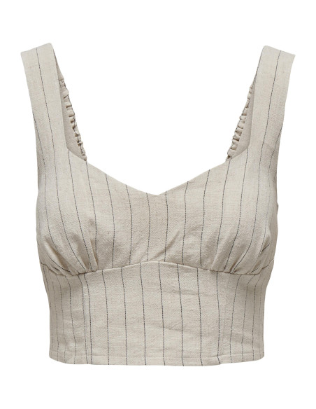 ONLY - ONLDOLA STRAP PINSTR LINEN BL TOP TLR