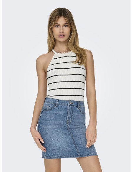 ONLY - ONLGEMMA SL SCALLOP STRIPE O-NECK KNT