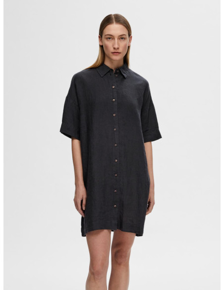 SELECTED FEMME - SLFLINNIE 2/4 SHORT LINEN SHIRT DRESS B