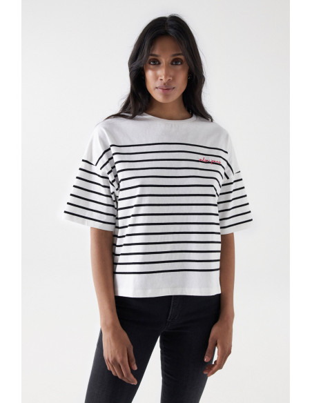 Salsa Jeans - STRIPED BRANDING T-SHIRT