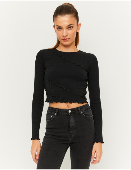 Tally Weijl - BLACK CROPPED BASIC T-SHIRT