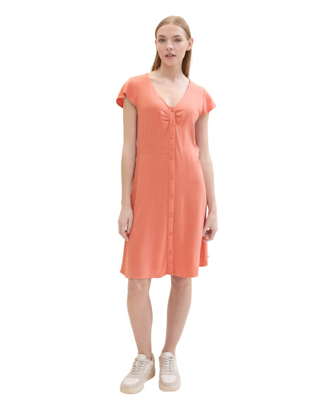 Tom Tom Tailor - V-NECK MINI DRESS WITH BUTTONS