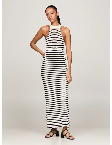 Tommy Hilfiger - CROCHET STP MIDI SWT DRESS