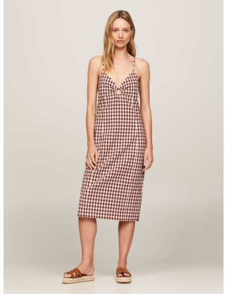 Tommy Hilfiger - STRETCH GINGHAM STRAP KNEE DRESS