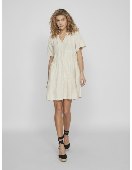 VILA - VIPRISILLA S/S V-NECK SHORT DRESS