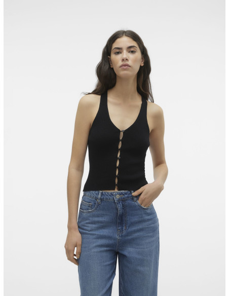 Vero Moda - VMGOLD RIB SL V-NECK TOP GA