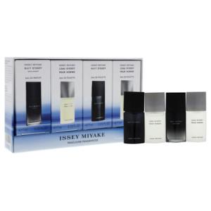 4 Pc Mini Gift Set 4x7 ml 2Pc Leau Dissey Pour Homme EDT Nuit Dissey Noir Argent EDP Nuit Dissey EDT