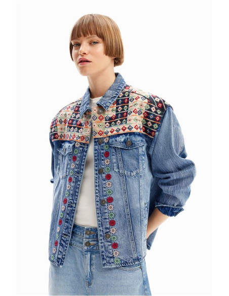 DESIGUAL - Embroidered denim trucker jacket