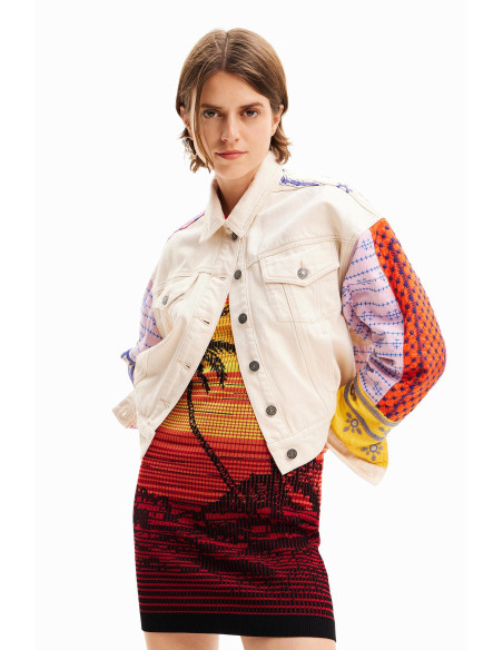 DESIGUAL - Short embroidered denim jacket