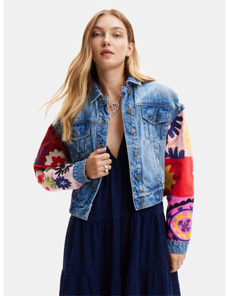 DESIGUAL - Short patchwork denim jacket