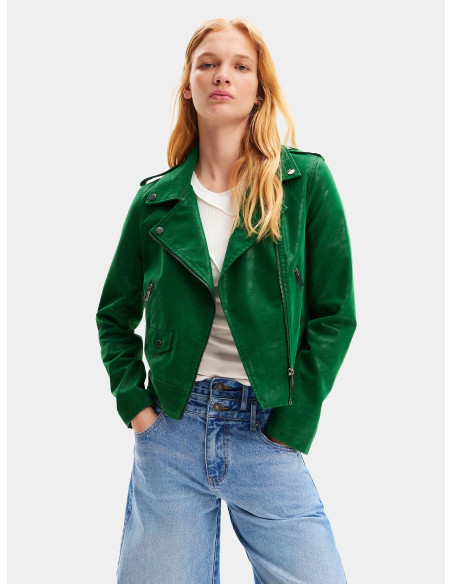 DESIGUAL - Textured biker jacket