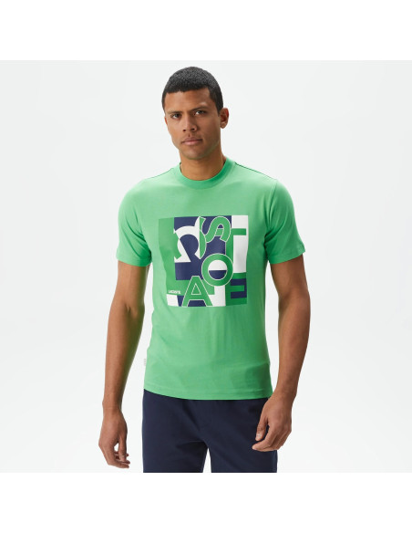 Lacoste - Lacoste Men's Slim Fit Crew Neck Printed Green T-Shirt