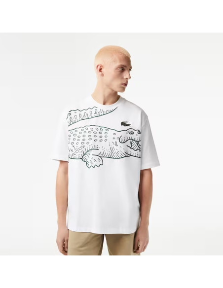 Lacoste - Men's Crew Neck Loose Fit Crocodile Print T-Shirt