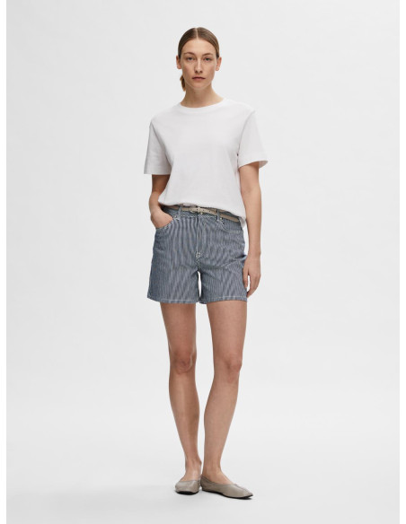 SELECTED FEMME - SLFMYRA HW STRIPE DENIM SHORTS