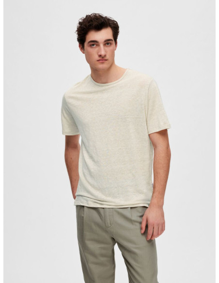 SELECTED HOMME - SLHBET LINEN SS O-NECK TEE W