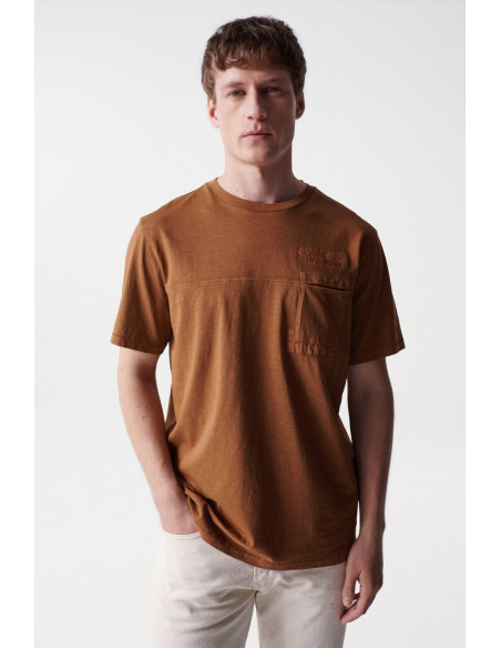 Salsa Jeans - BROWN T-SHIRT WITH SALSA NAME AND POCKET