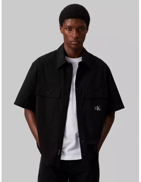 CALVIN KLEIN - COTTON POPLIN UTILITY SS SHIRT