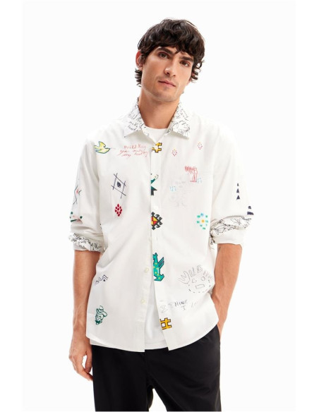 DESIGUAL - Illustrated message shirt