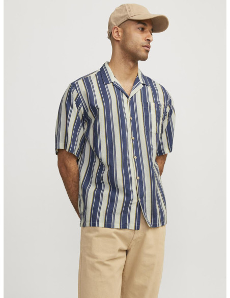 Jack & Jones - RDDCAIN LINEN RESORT SHIRT STRIPE S/S