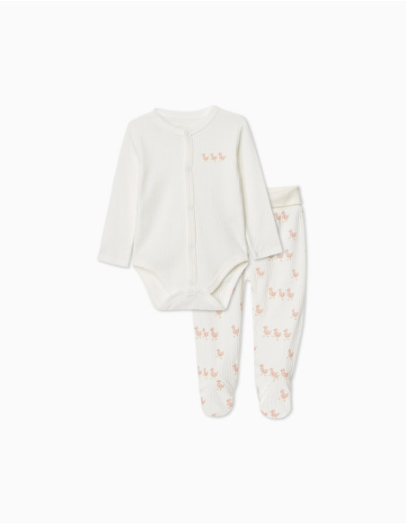 MO Fashion - RIBBED LONG SLEEVE BODYSUIT + PRINTED PANTS SET