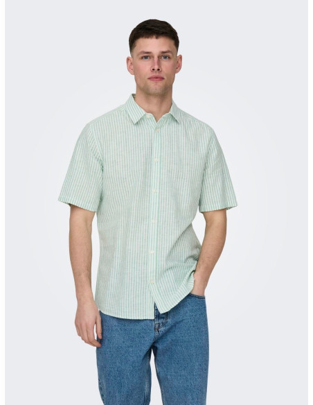 ONLY & SONS - ONSCAIDEN SS STRIPE LINEN SHIRT 841 NOOS