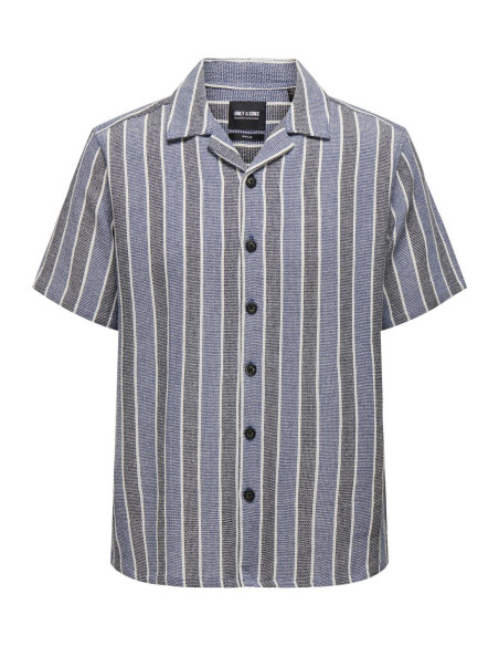 ONLY & SONS - ONSTREV REG SS STRUC 3 STRIPE SHIRT