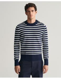 Gant - BRETON STRIPED BUTTONED C-NECK