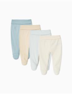 MO Fashion - PACK 4 PAIRS OF RIBBED PANTS WITH FEET