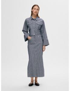 SELECTED FEMME - SLFMYRA HW STRIPE COLUMN DENIM SKIRT