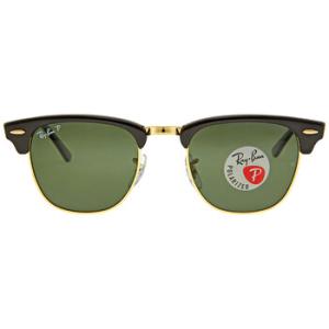 Open Box  Ray Ban Clubmaster Classic Polarized Green Classic G15 Square Sunglasses RB3016 90158