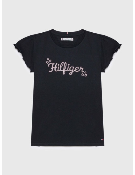 TOMMY HILFIGER - FLOWER GLITTER REG TEE SS