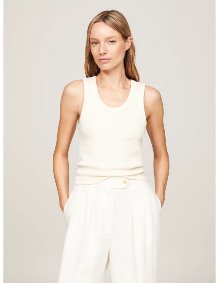 Tommy Hilfiger - SLIM  RIB CROP TANK