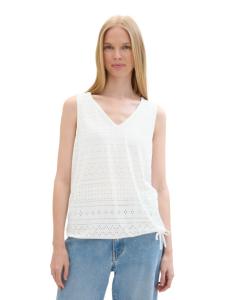 Tom Tailor - T-SHIRT TOP AJOUR V-NECK