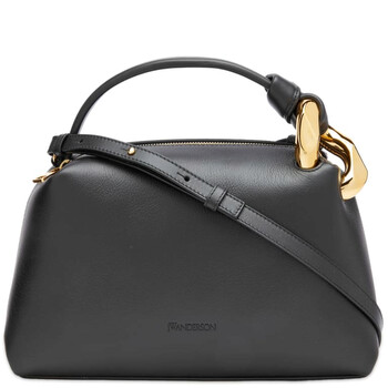 Black Leather The Corner Top Handle Bag